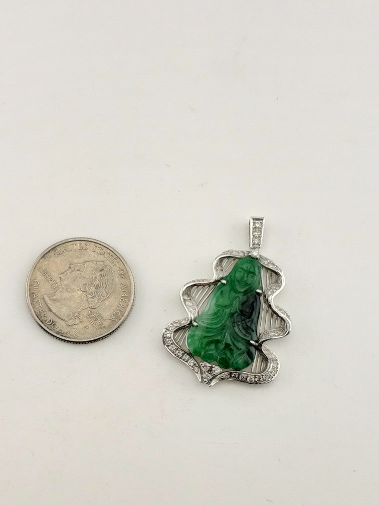 Jade Buddha w/ Diamond Pendant