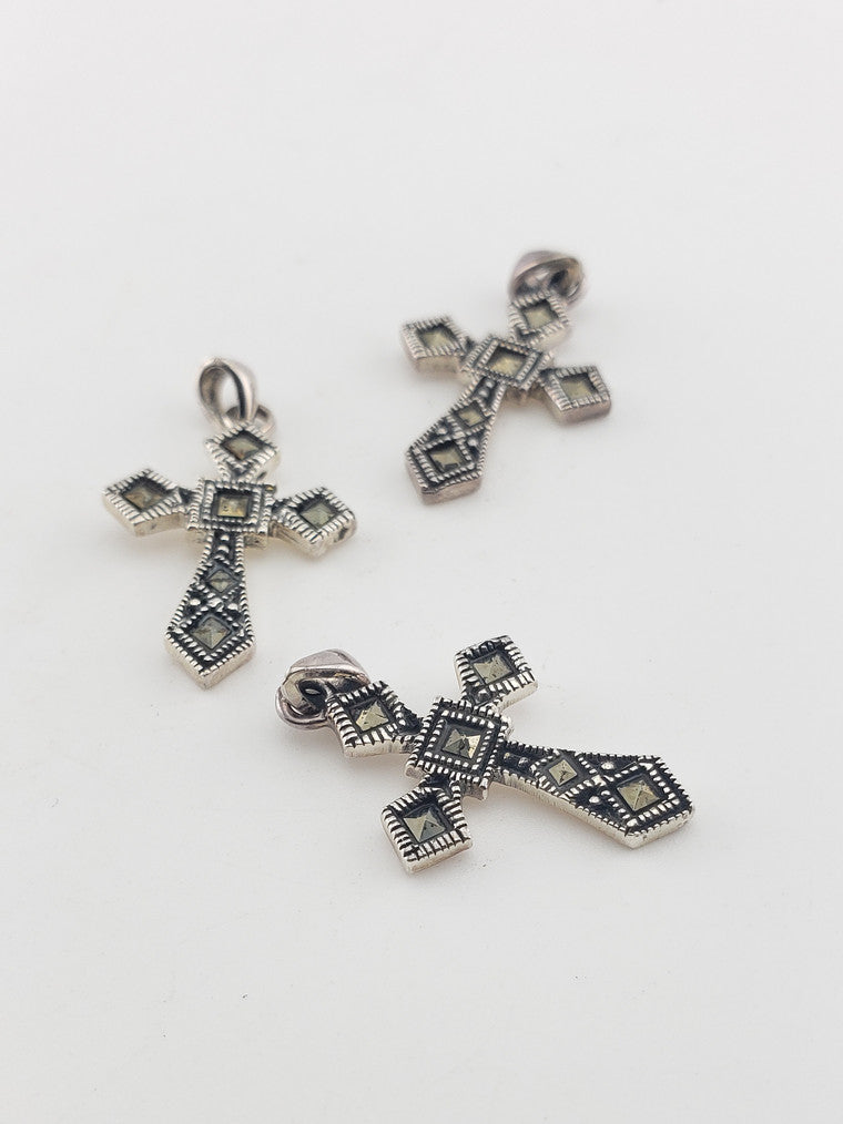 SS Marcasite Cross Pendant