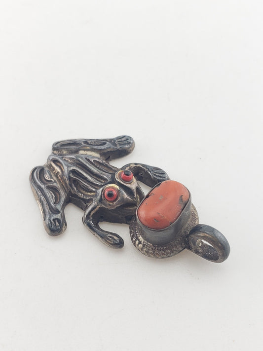 SS Frog w/ Coral Pendant