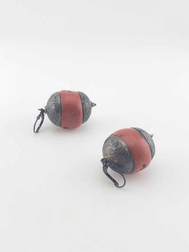 SS Tibet Coral Earrings
