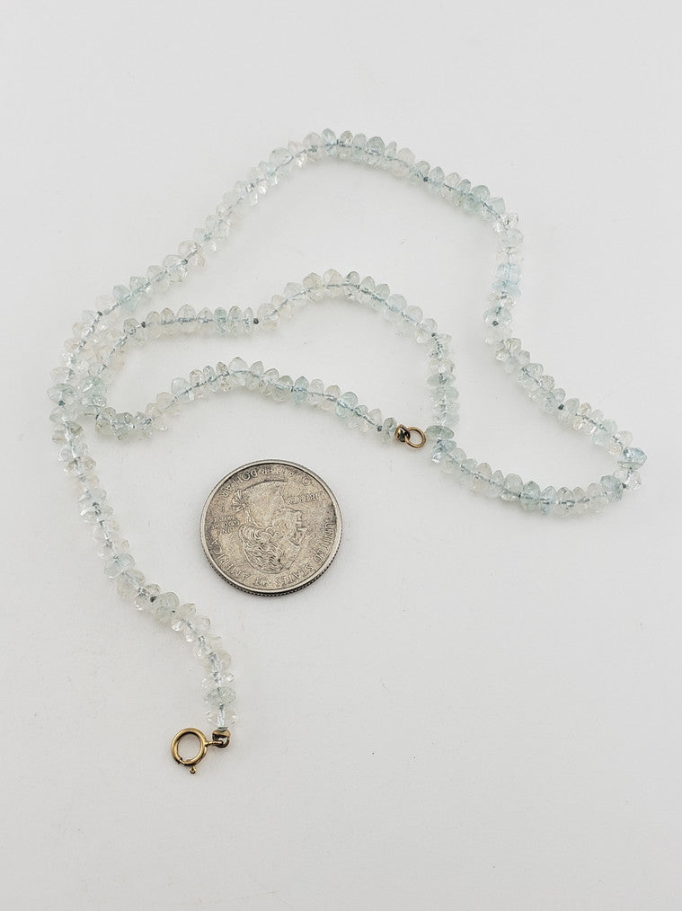 Aqua Beaded Necklace w/ 14k Clasp