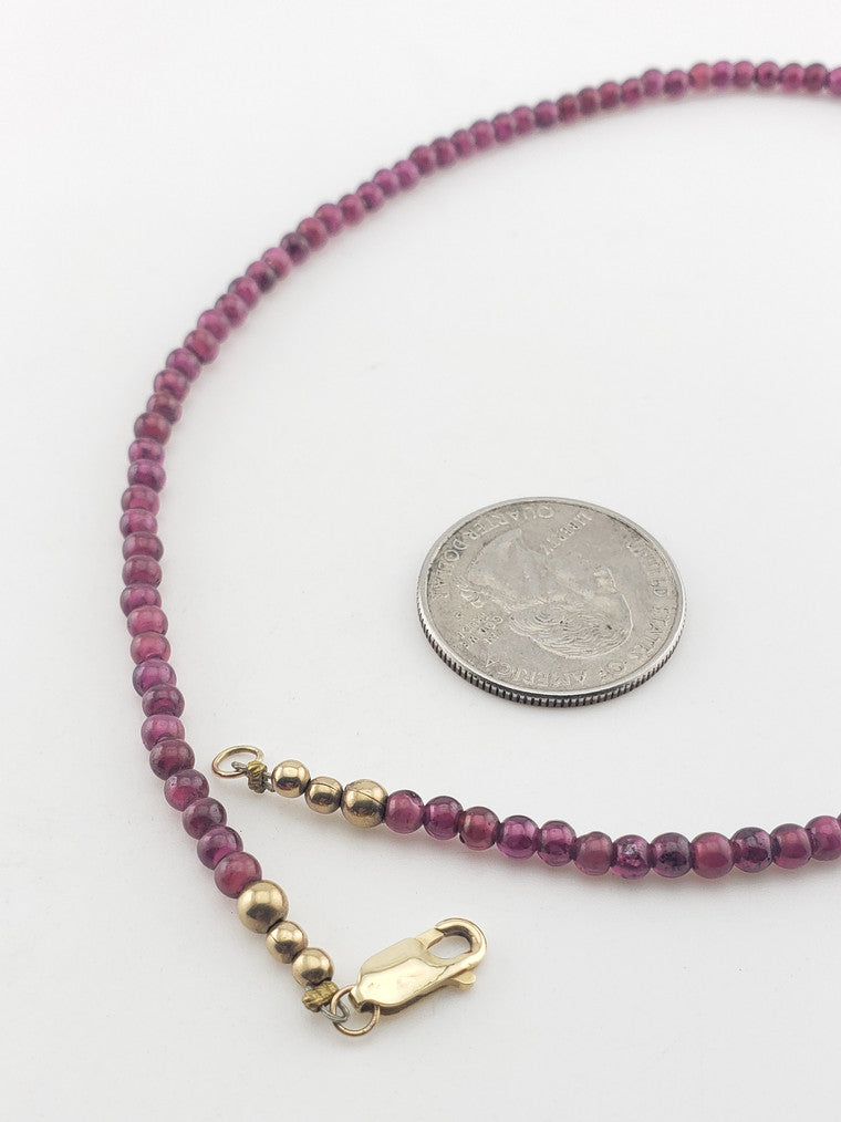 Synthetic Ruby Beaded Necklace