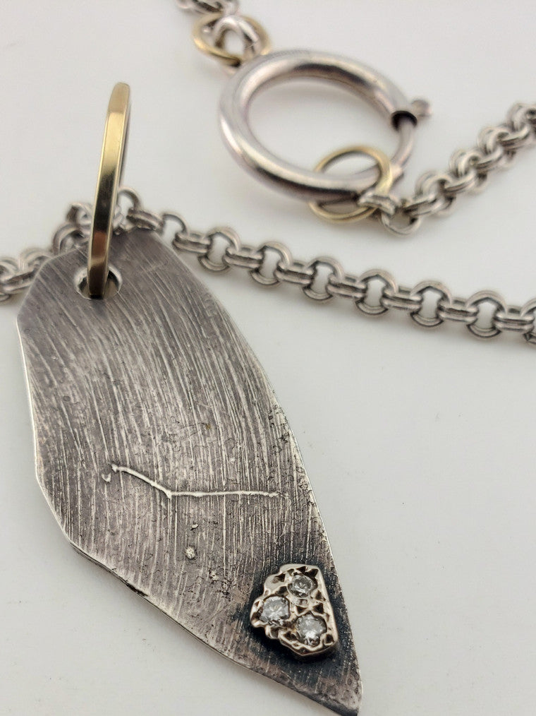 SS w/ 14KW Gold Diamond Necklace & Pendant
