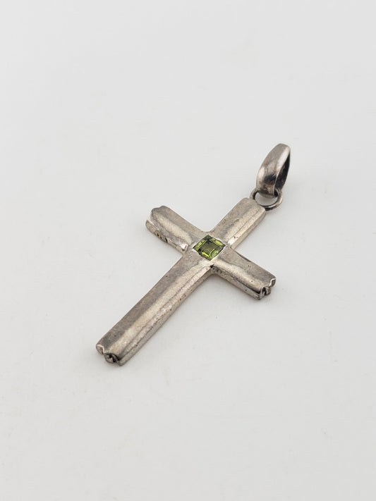 SS Peridot Cross Pendant