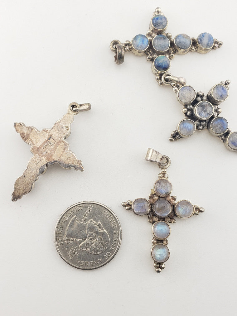 SS Moonstone Cross Pendant #1