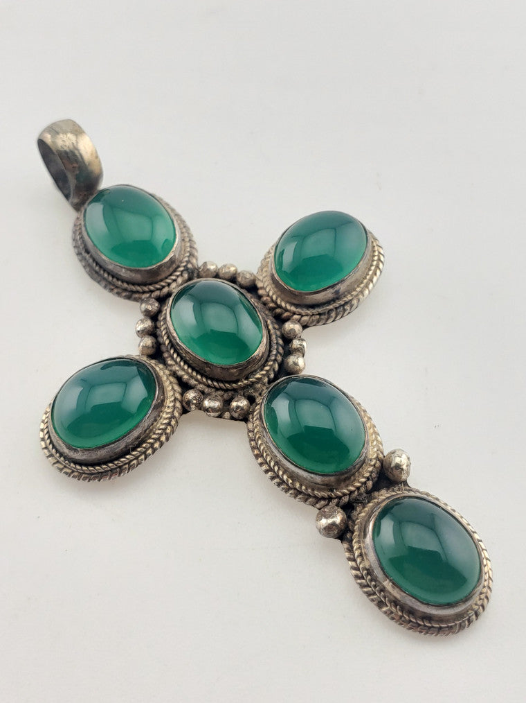 SS Green Chalcedon Pendant