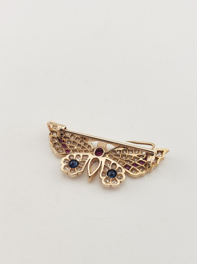 Victorian Multi-Gem Butterfly Brooch