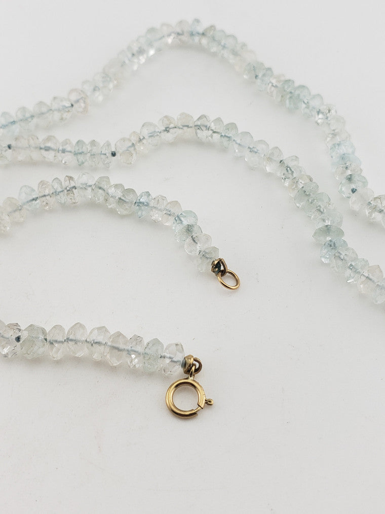 Aqua Beaded Necklace w/ 14k Clasp