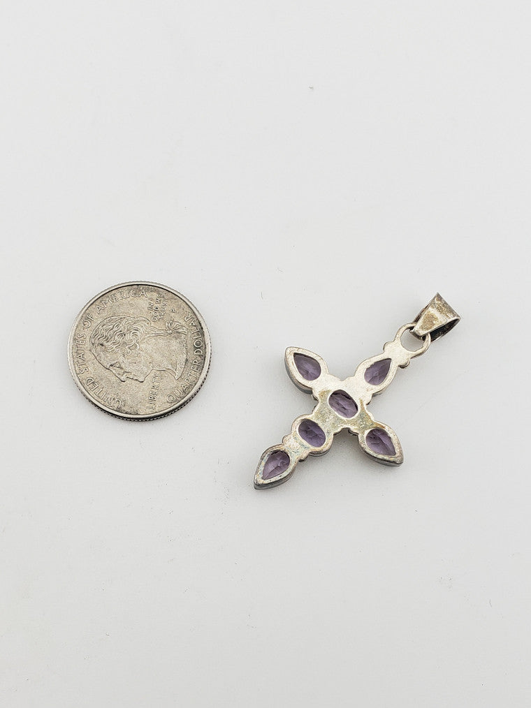 SS Amethyst Cross Pendant #1
