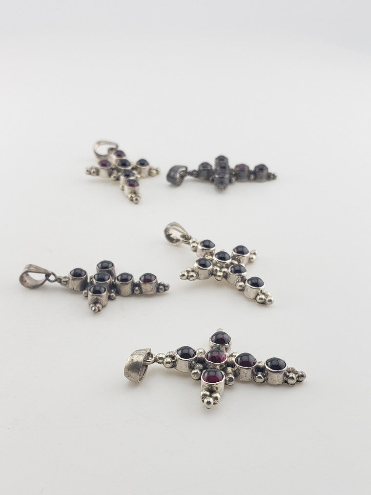 SS Garnet Cross Pendant #3