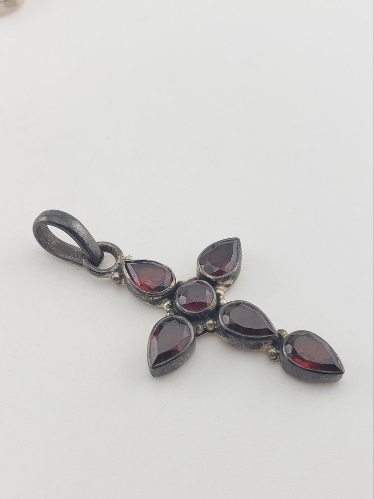 SS Garnet Cross Pendant #5