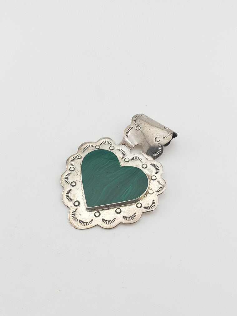 SS Malachite Heart Pendant