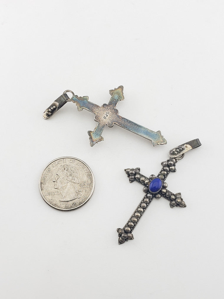 SS Cross w/ Center Stone Pendant