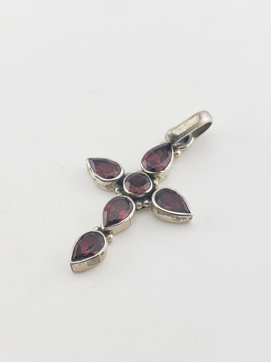 SS Garnet Cross Pendant #5