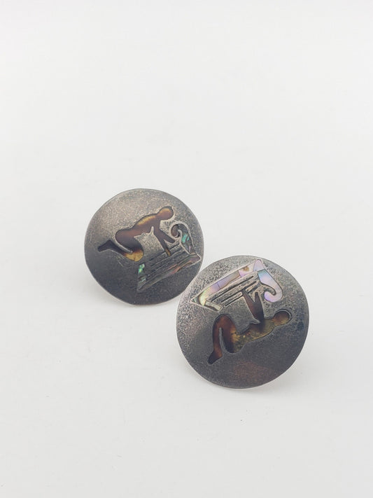 SS Screwback Enamel Earrings