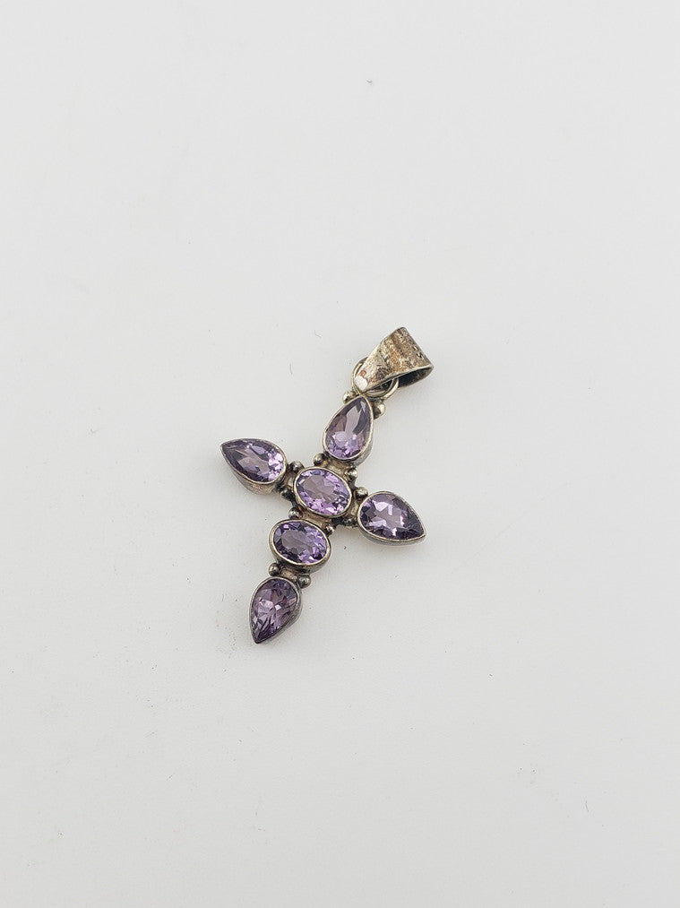 SS Amethyst Cross Pendant #1