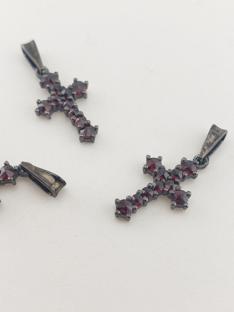 SS Garnet Cross Pendant #1