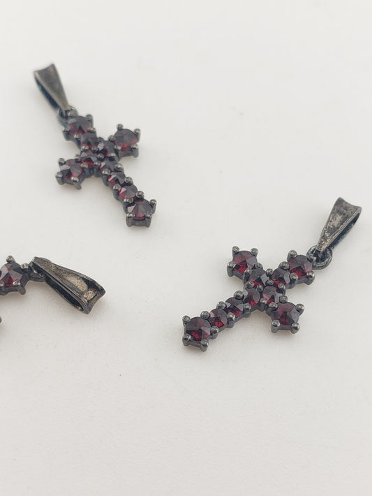 SS Garnet Cross Pendant #1