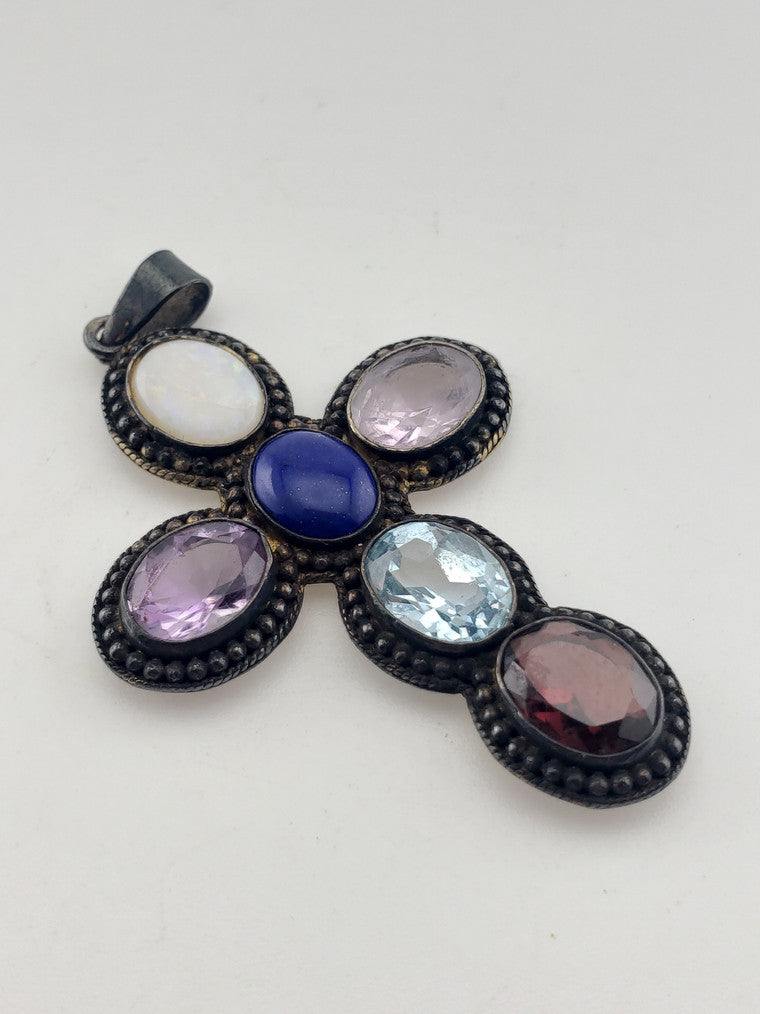 Vermeil Multi Color Cross Pendant