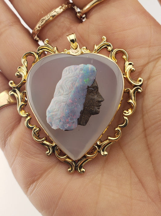 Vintage Opal Heart Pendant