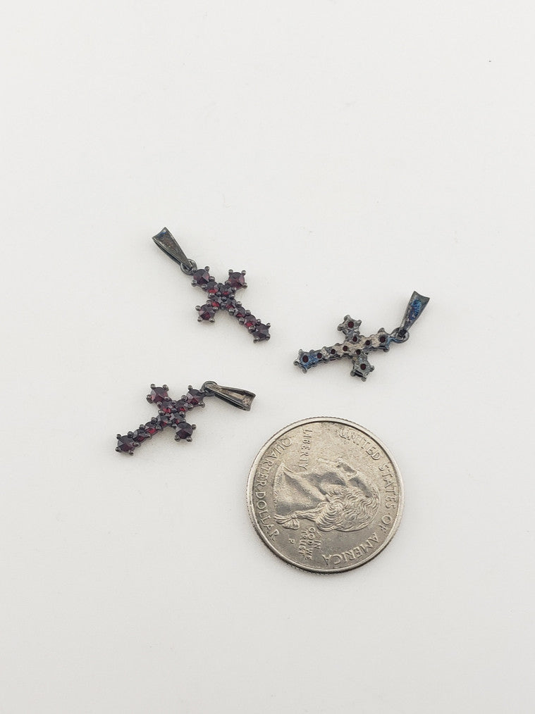 SS Garnet Cross Pendant #1