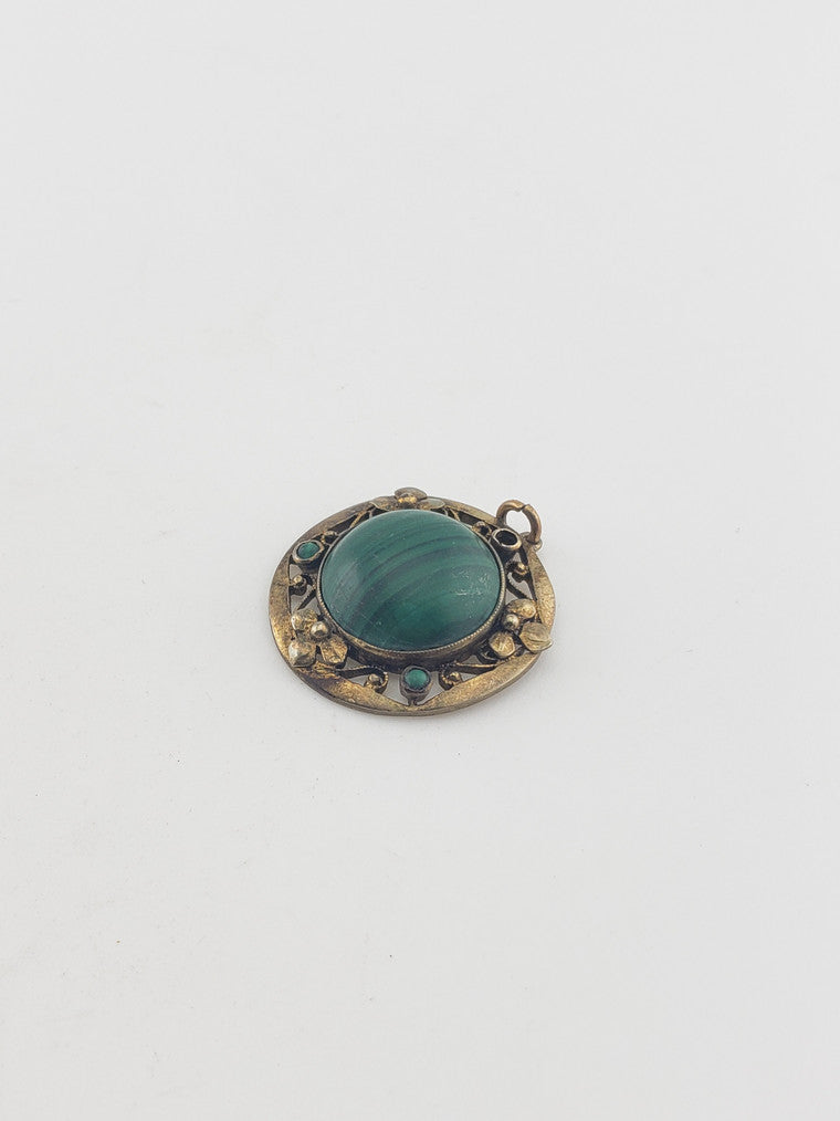 SS Malachite w/ Gold Plate Pendant