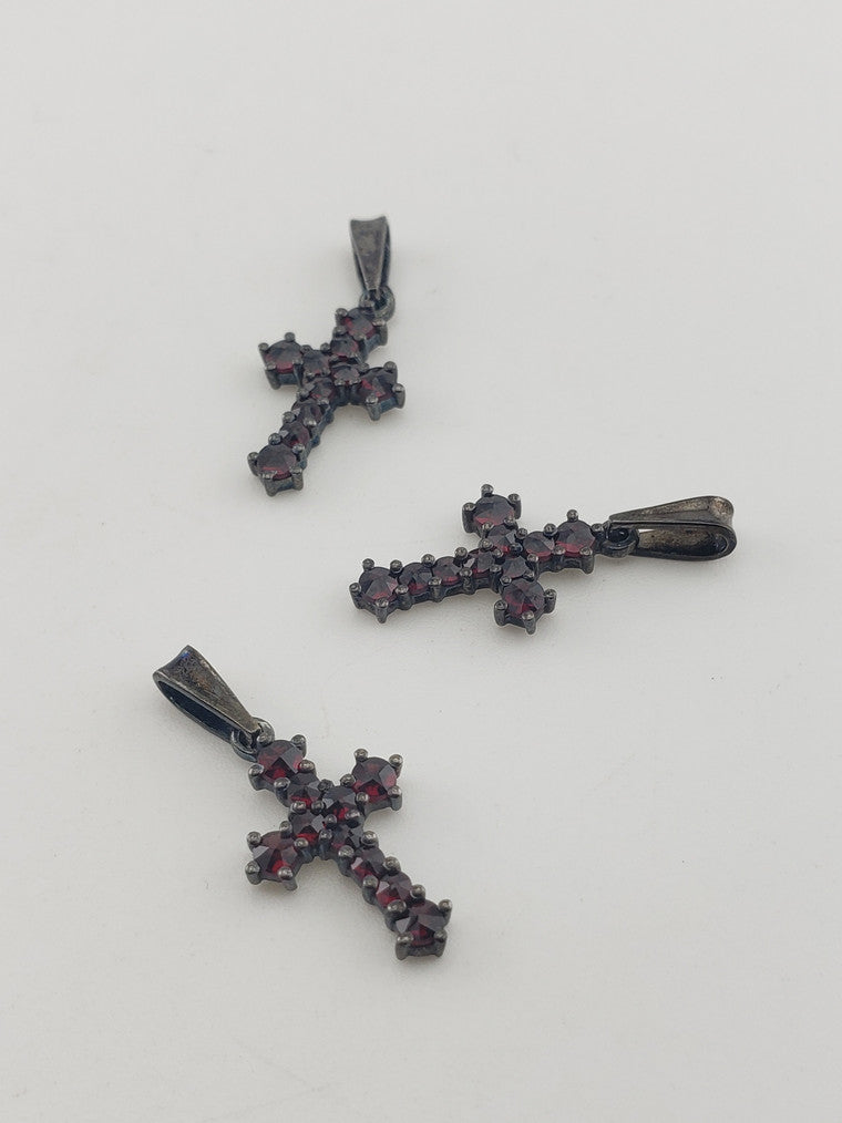 SS Garnet Cross Pendant #1