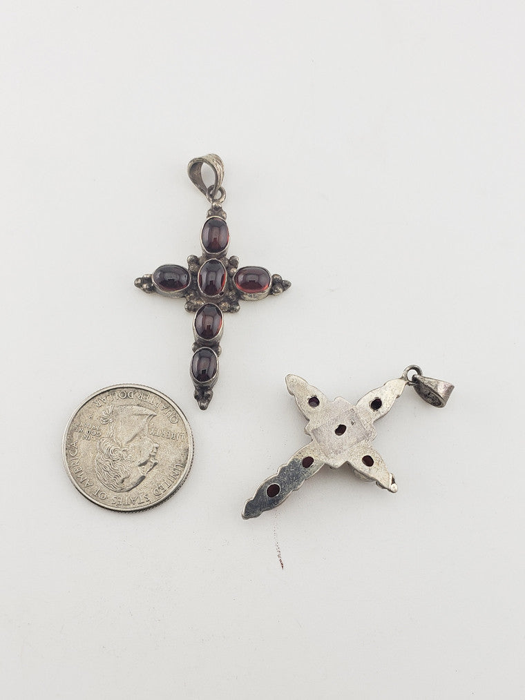 SS Garnet Cross Pendant #4