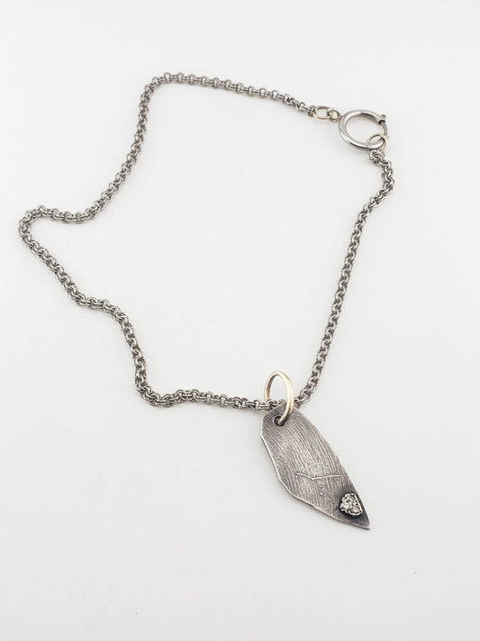 SS w/ 14KW Gold Diamond Necklace & Pendant