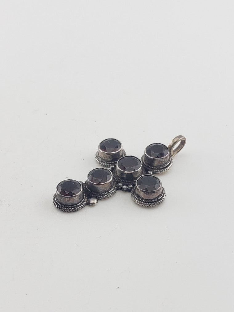 SS Garnet Cross Pendant #6