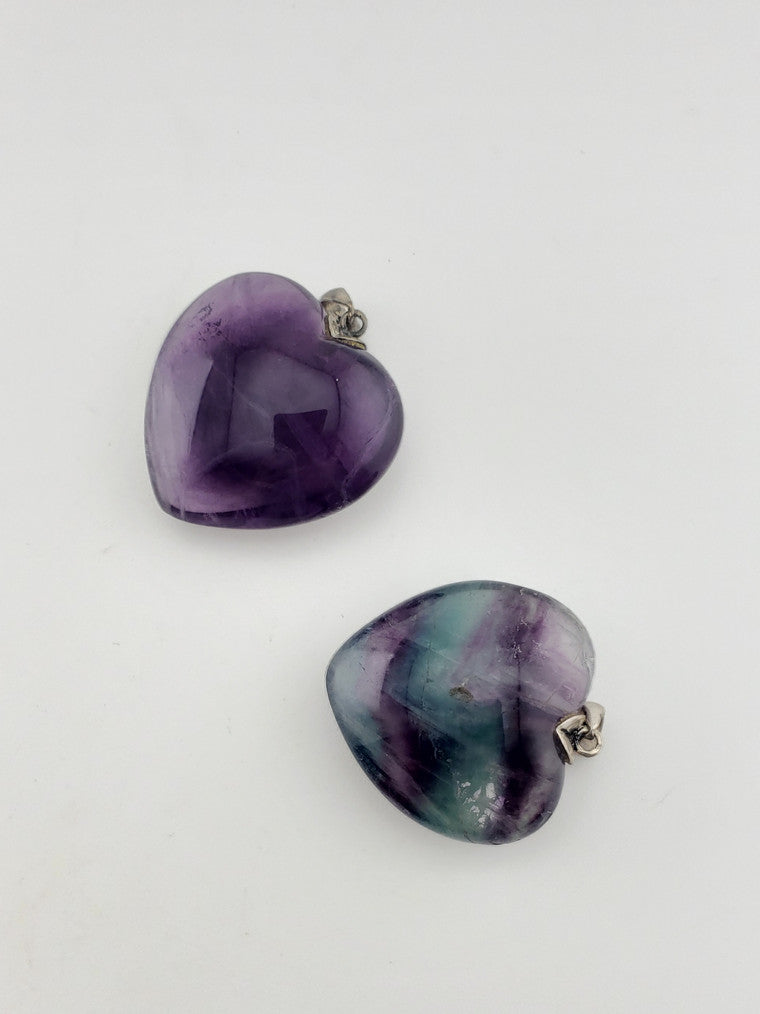 Fluorite Heart Pendant w/ ss Bail