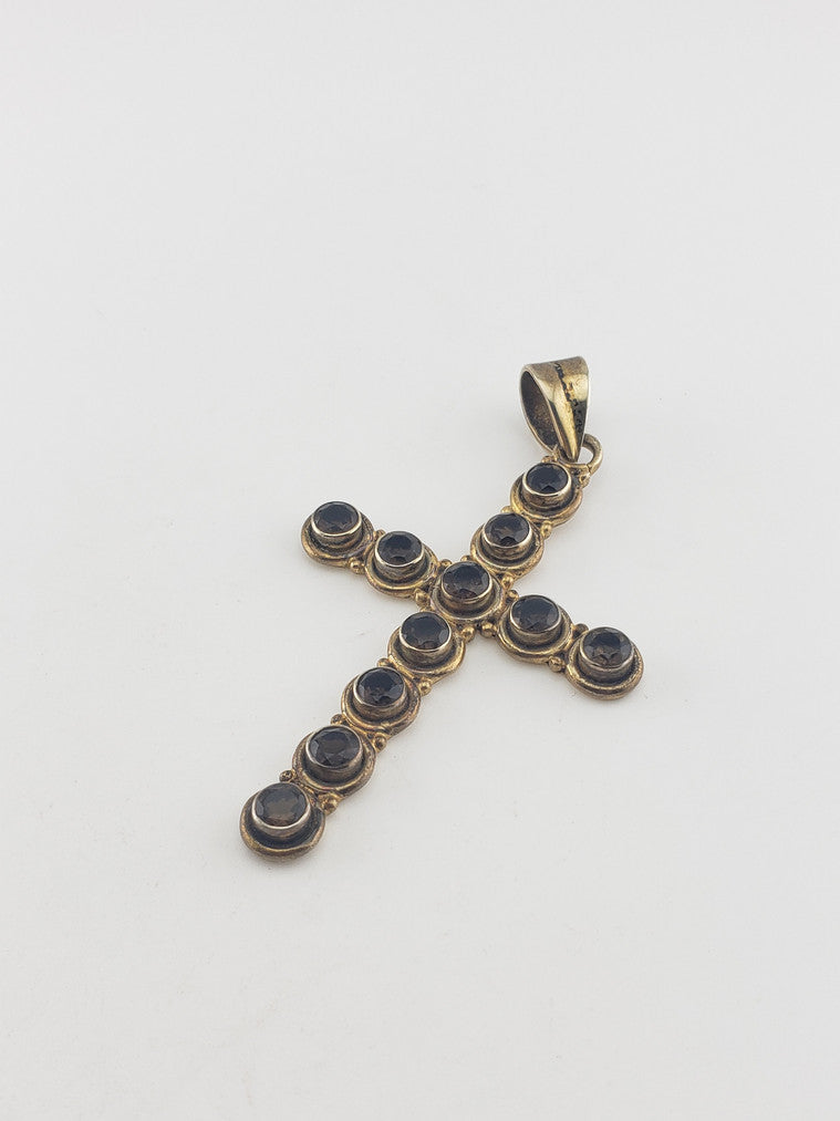 Silver Topaz Cross Pendant