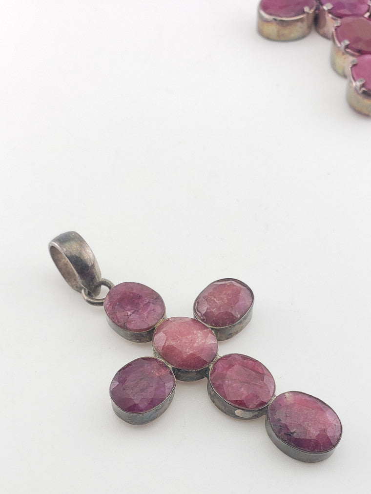 SS Ruby Stone Cross Pendant