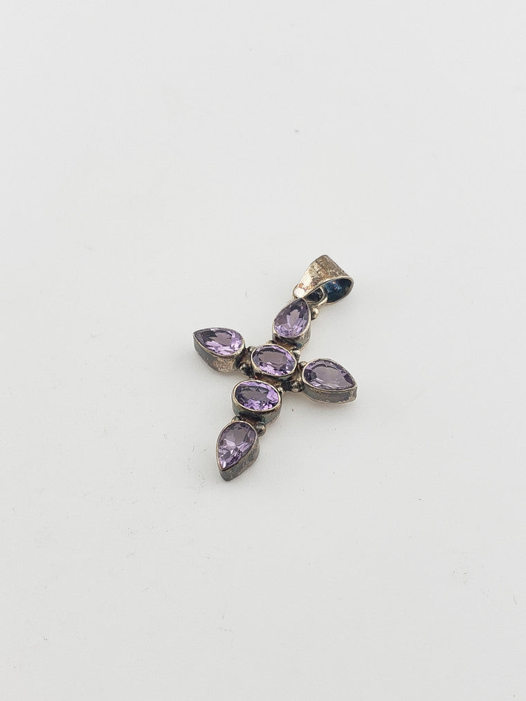 SS Amethyst Cross Pendant #1