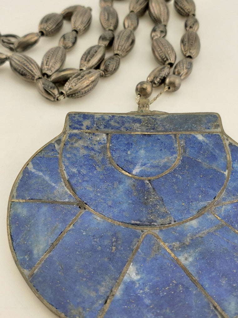 SS Bead w/ Lapis Pendant