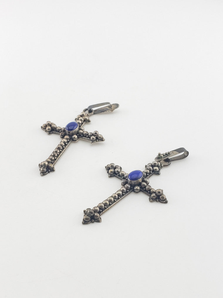 SS Cross w/ Center Stone Pendant