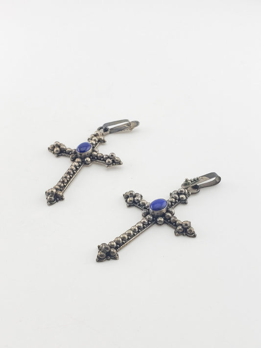 SS Cross w/ Center Stone Pendant