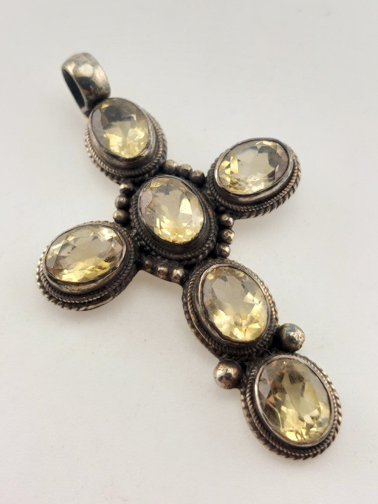SS Citrine Cross Pendant