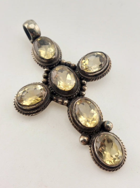 SS Citrine Cross Pendant