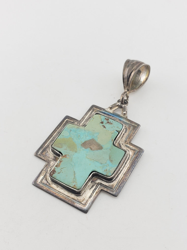 SS Turquoise Cross Pendant #3