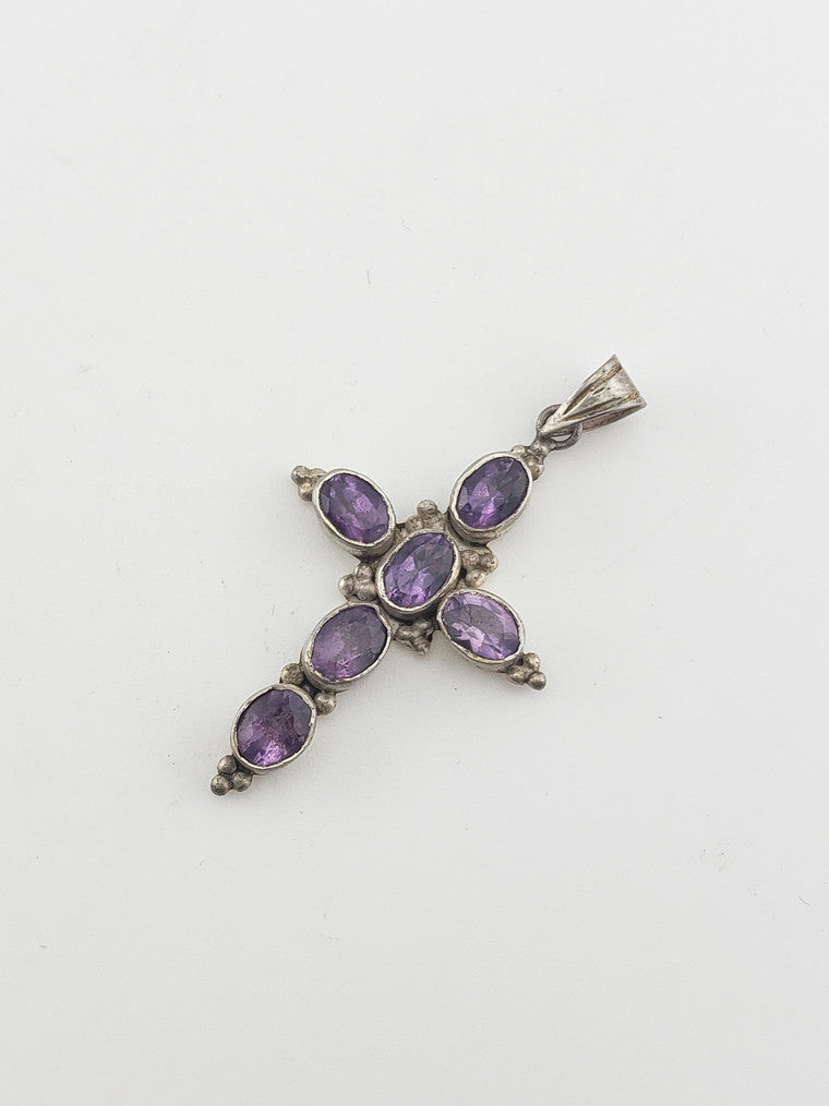 SS Amethyst Cross Pendant #1
