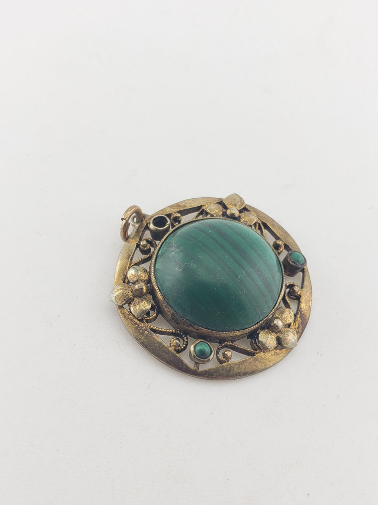 SS Malachite w/ Gold Plate Pendant