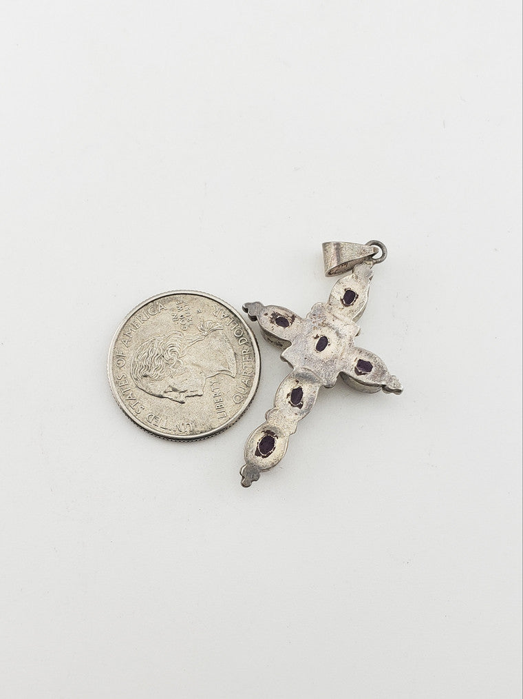 SS Amethyst Cross Pendant #1