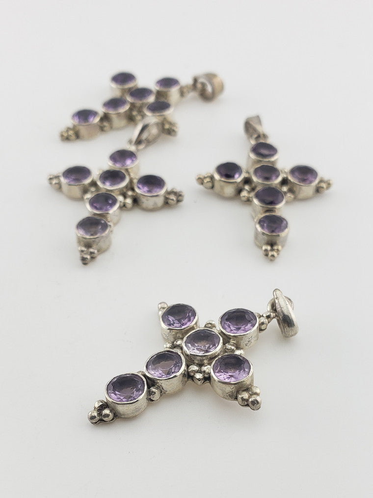 SS Amethyst Cross Pendant #1