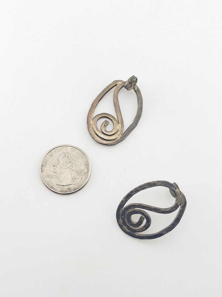 SS Hammered Oval Curl Earrings