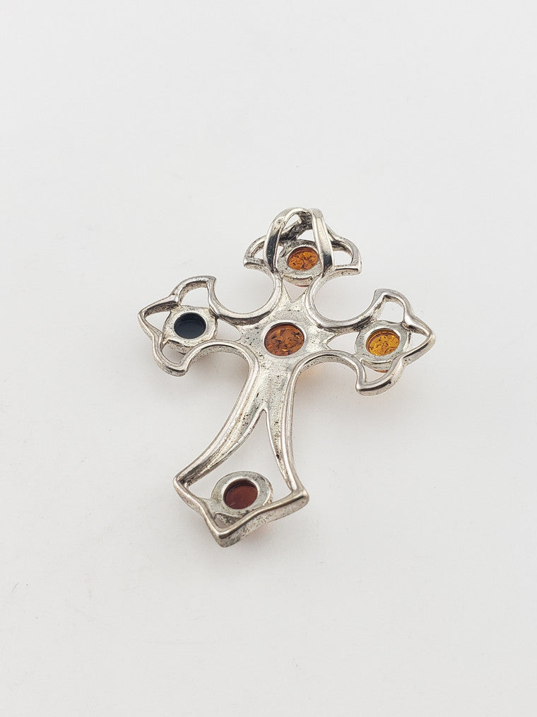 SS Amber Cross Pendant #2