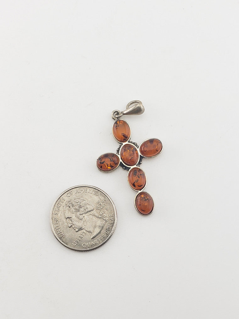 SS Amber Cross Pendant #1
