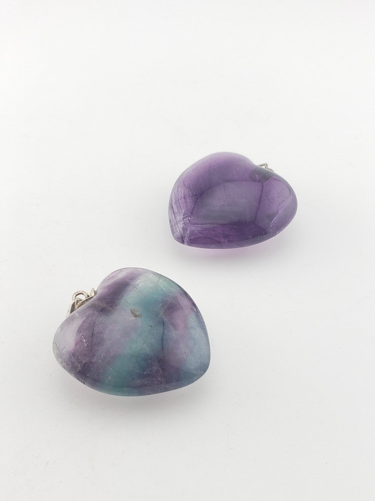 Fluorite Heart Pendant w/ ss Bail