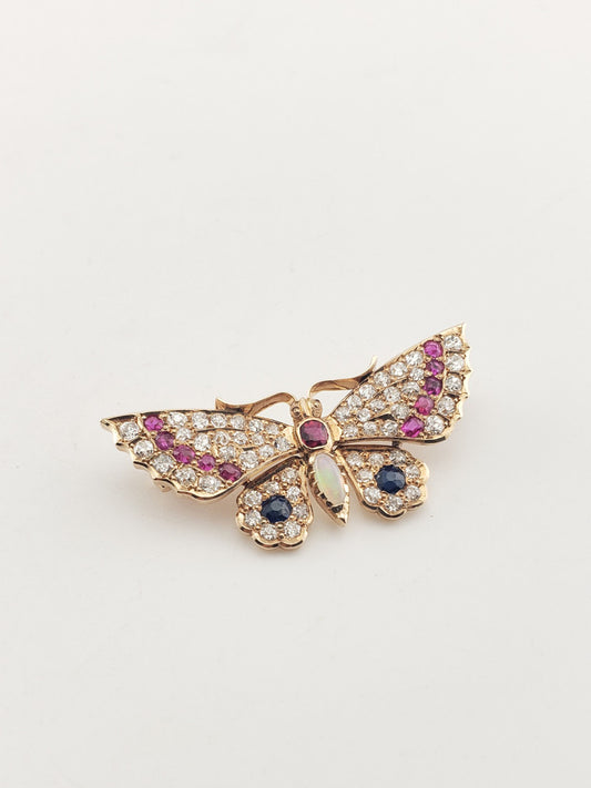 Victorian Multi-Gem Butterfly Brooch