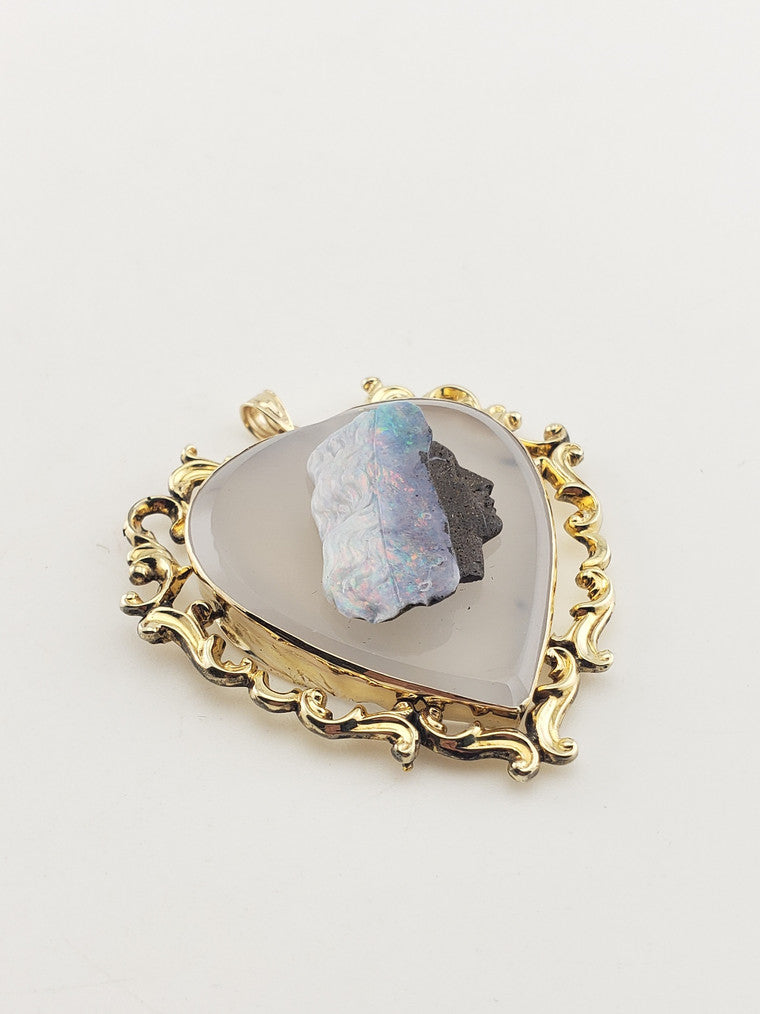Vintage Opal Heart Pendant
